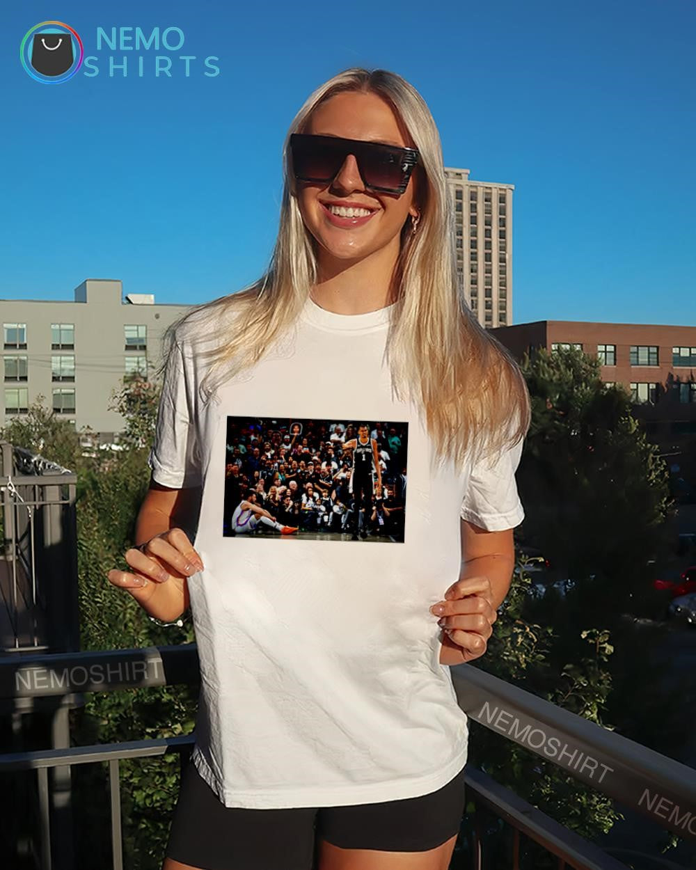Game 6 of the series Victor Wemby San Antonio Spurs dunking over OKC Thunder shirt