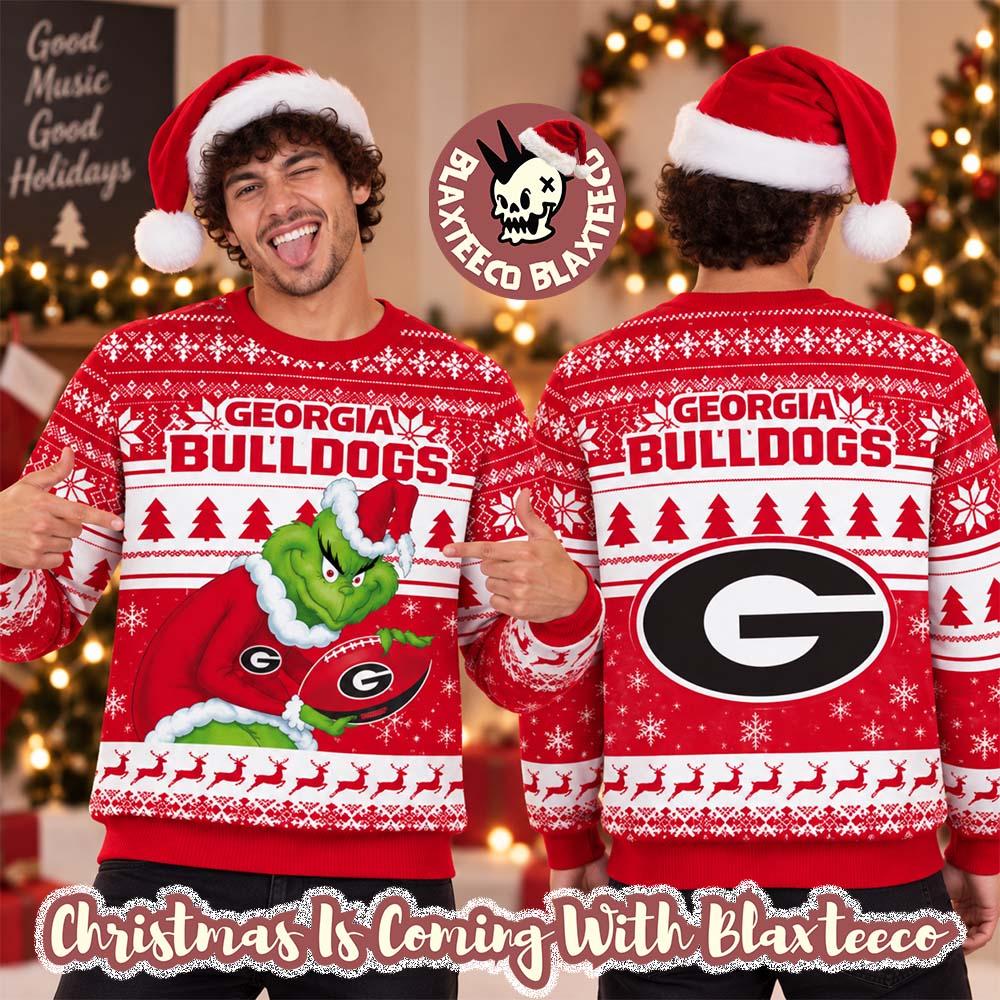 Georgia Bulldogs NCAA Grinch Stole The Ball Festive 2026 Christmas Ugly Sweater