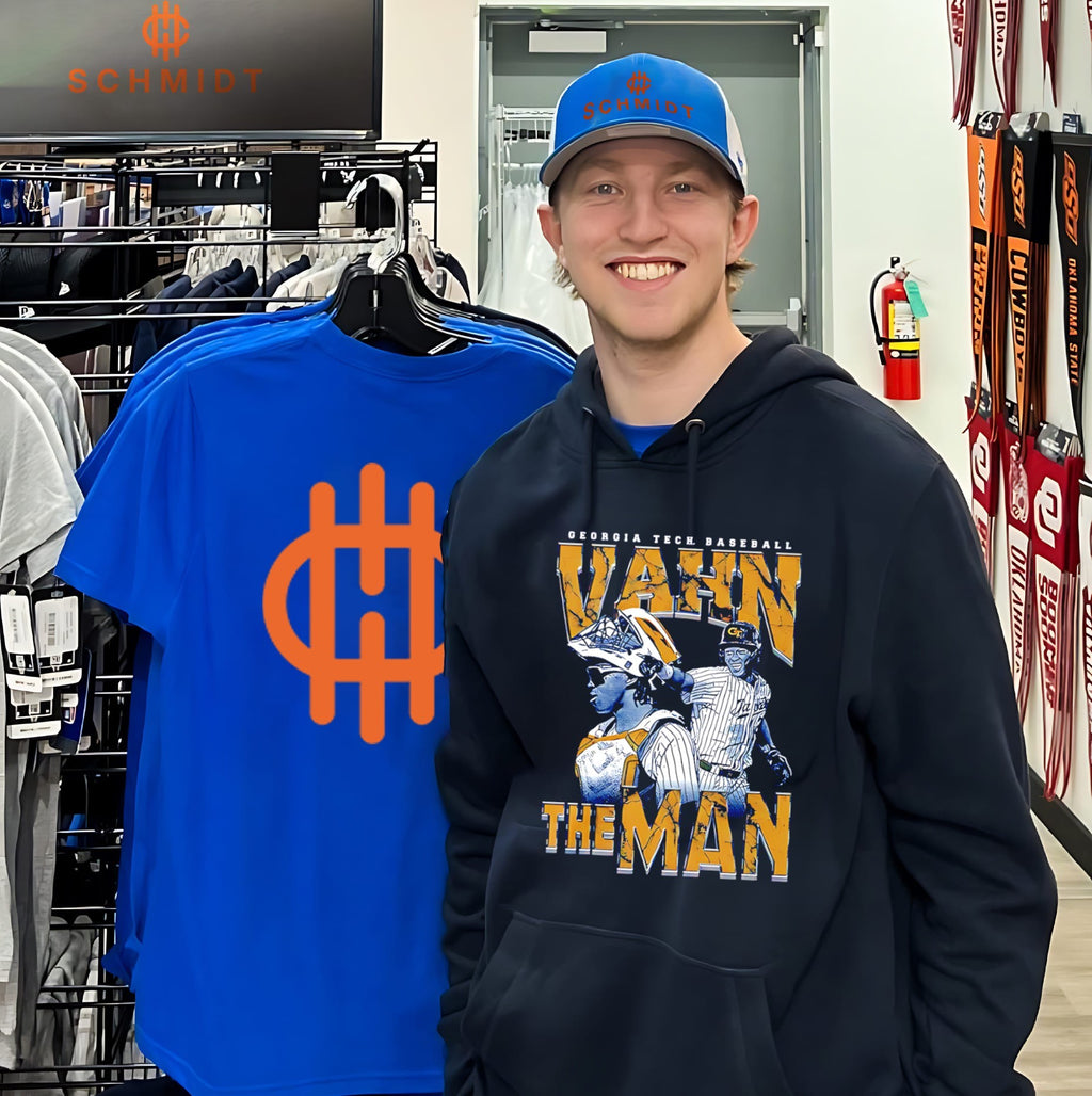 Georgia Tech Baseball Vahn the man illustration retro shirt
