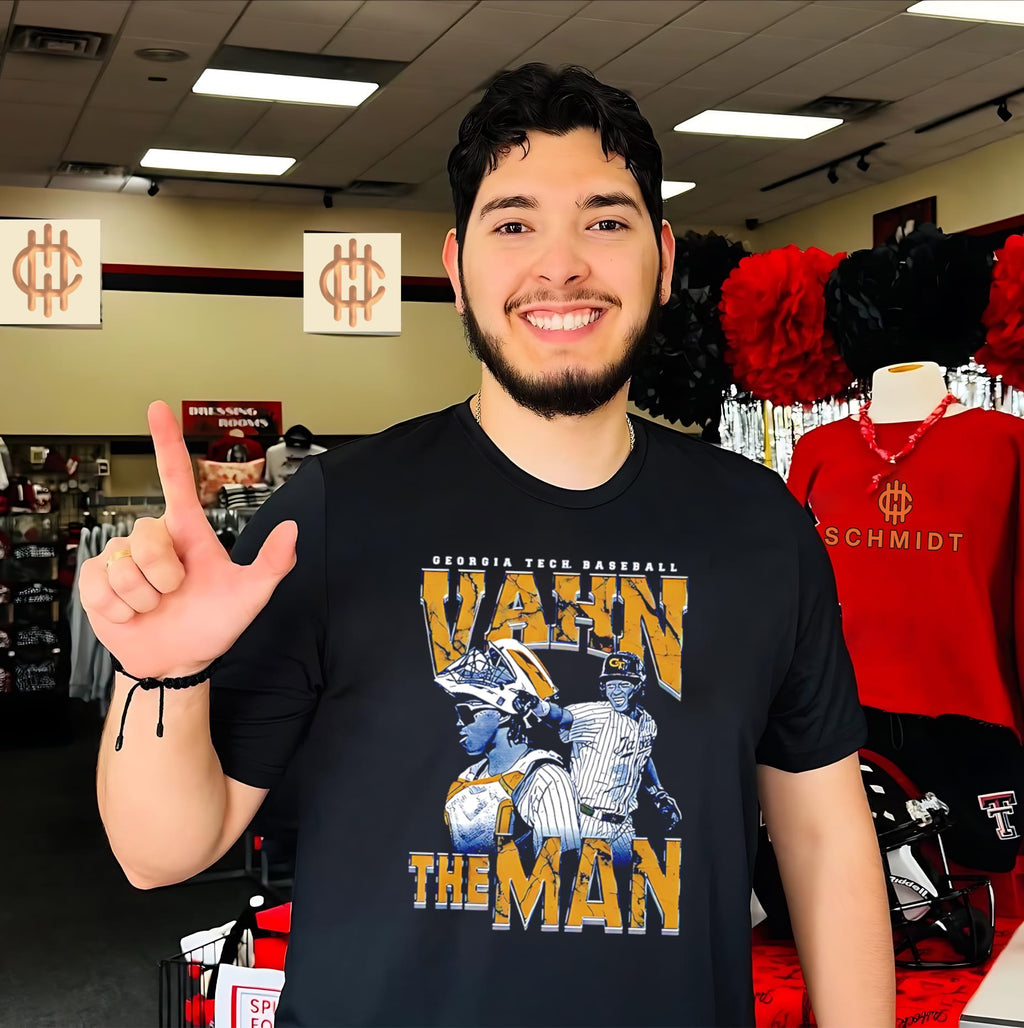 Georgia Tech Baseball Vahn the man illustration retro shirt