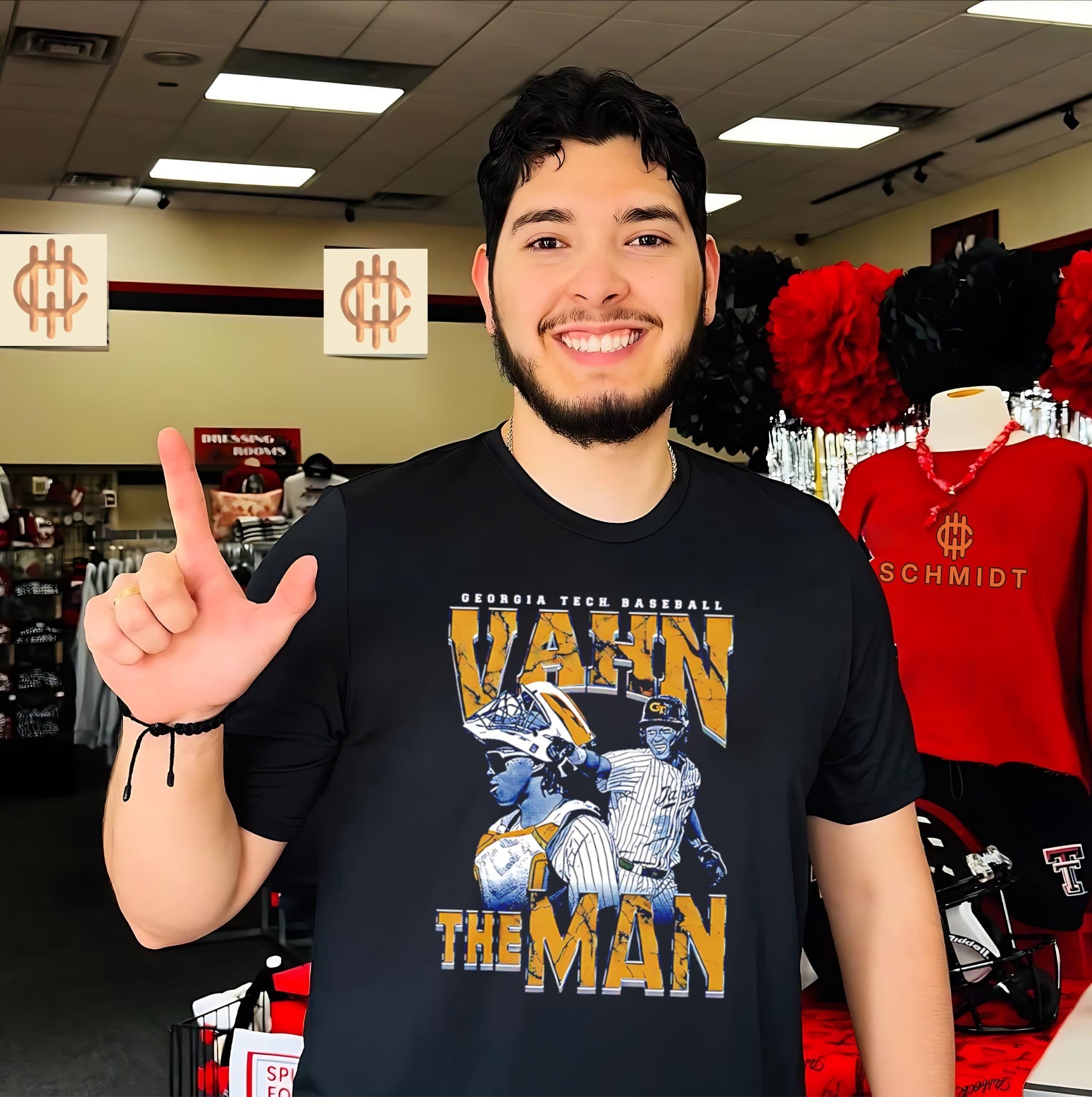 Georgia Tech Baseball Vahn the man illustration retro shirt