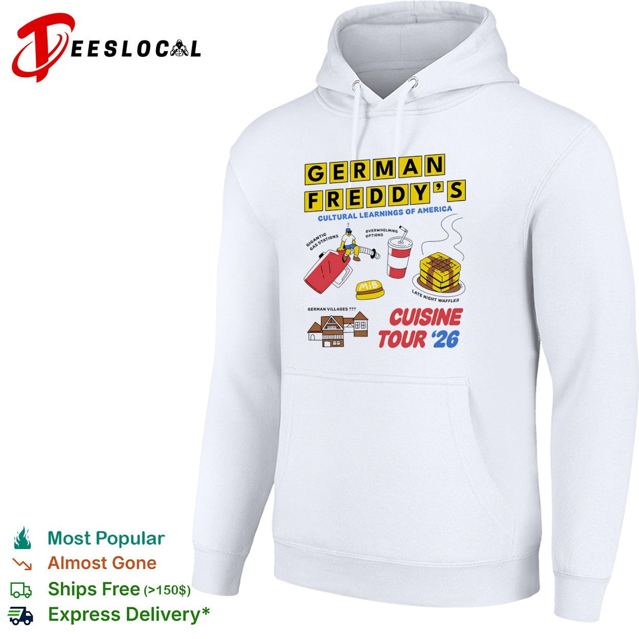 German Freddy cultural learnings of America food items cuisine tour 2026 shirt