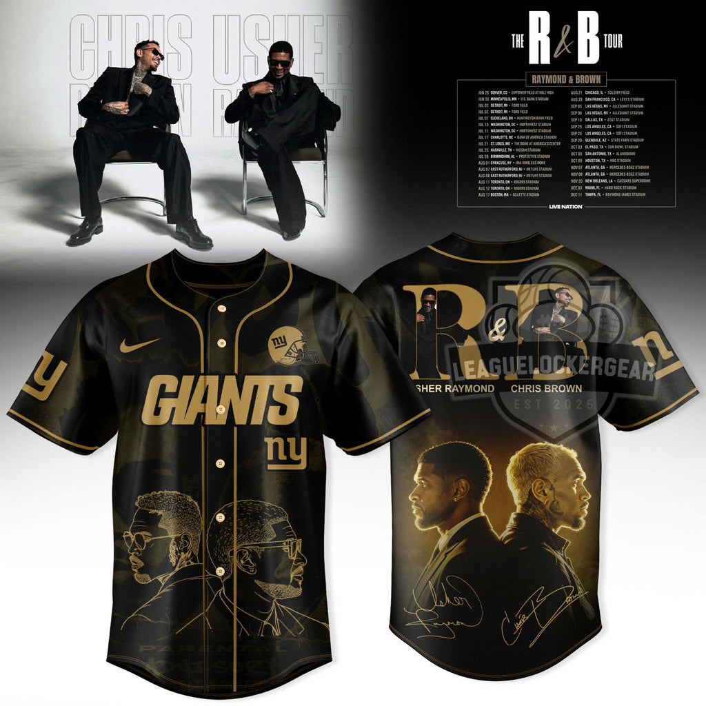 NY Giants Usher Chris Brown The R&B Tour Signed Baseball Jersey