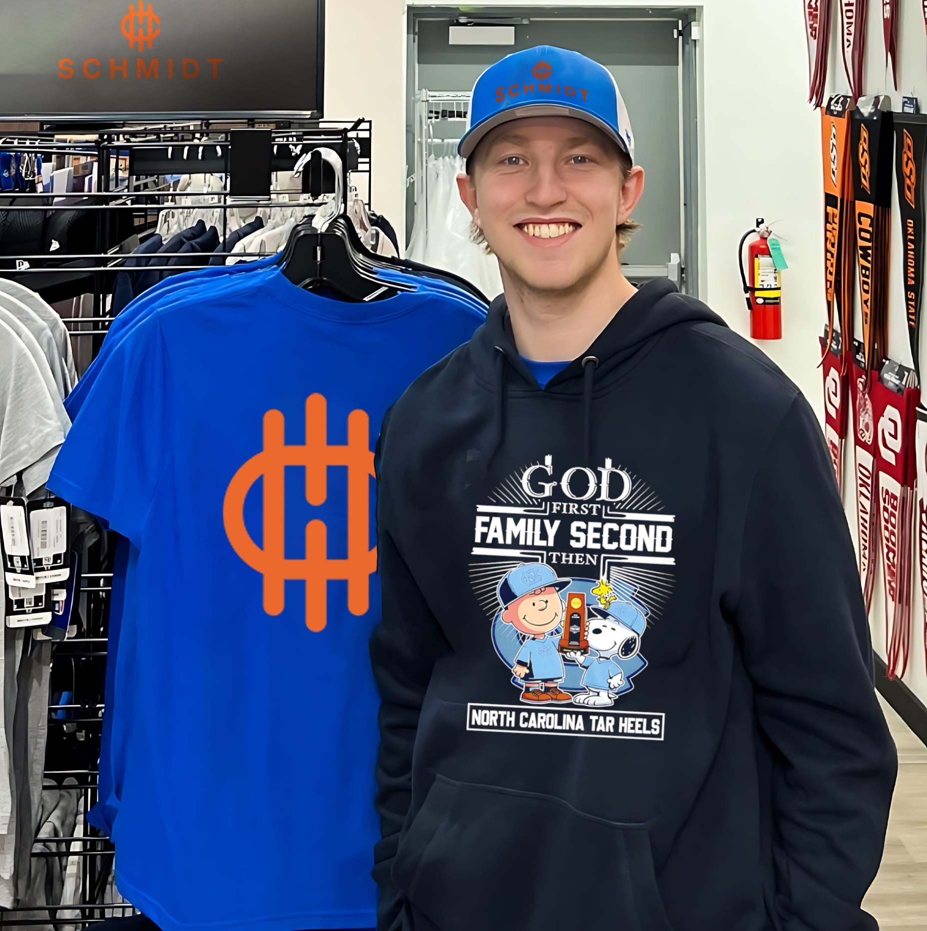 God first family second then North Carolina Tar Heels Snoopy shirt