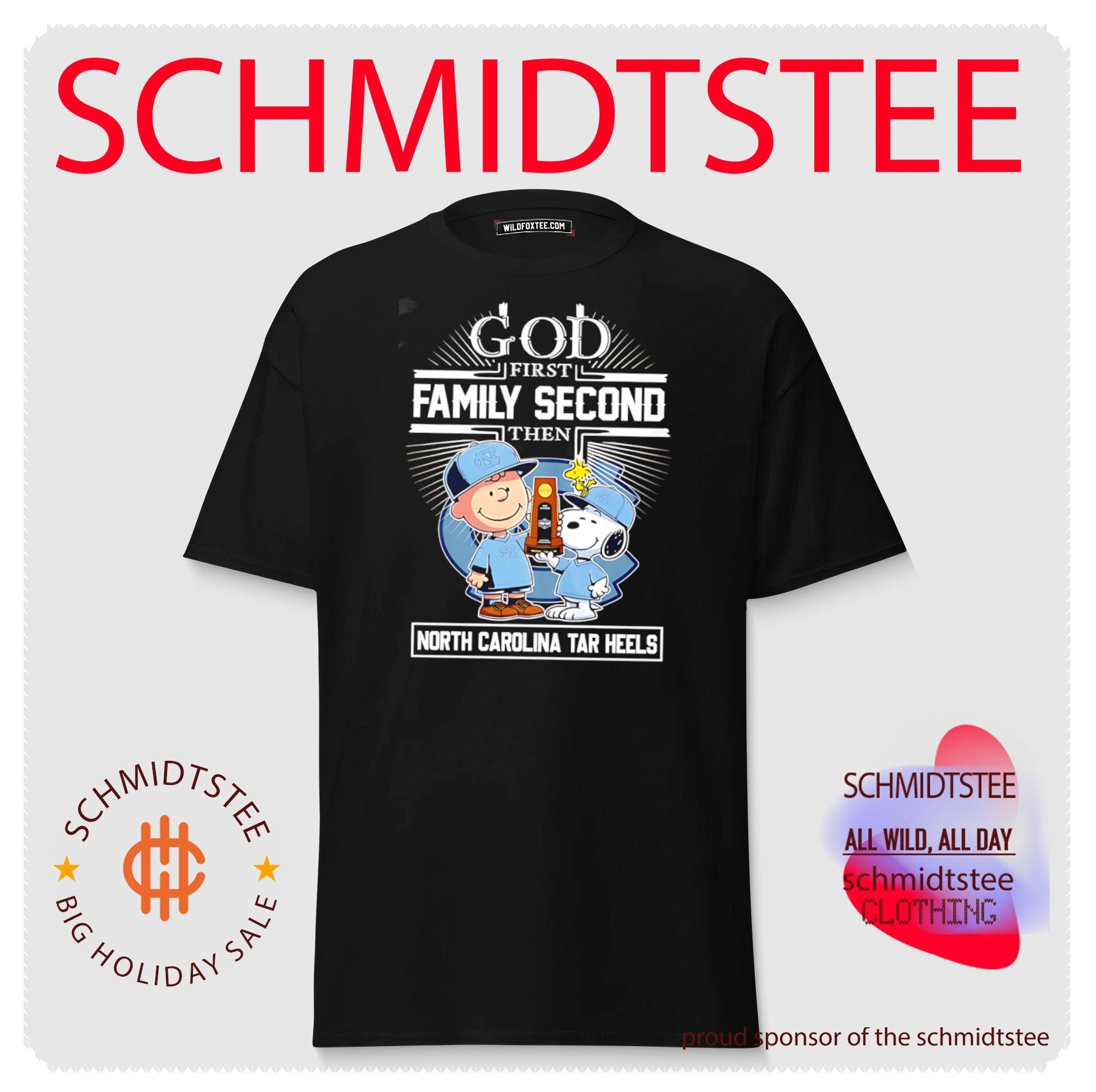 God first family second then North Carolina Tar Heels Snoopy shirt