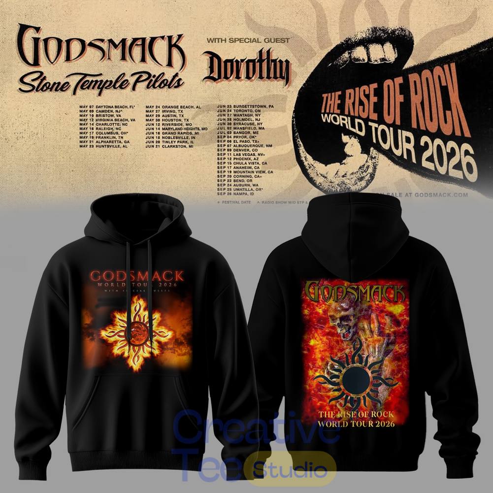 Godsmack The Rise of Rock World Tour 2026 Tee Hoodie