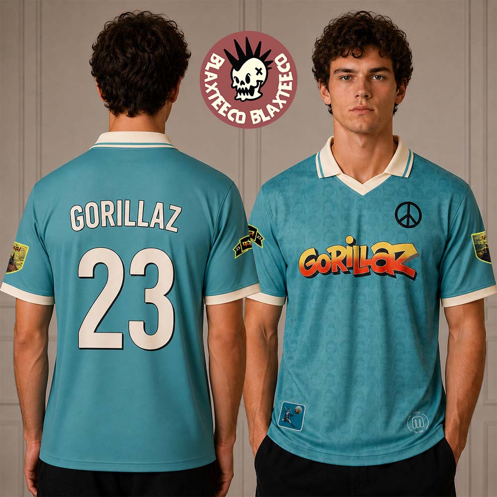 Gorillaz Europe And UK 2026 Tour Merch London Tottenham Hotspur Stadium Blue Football Jersey