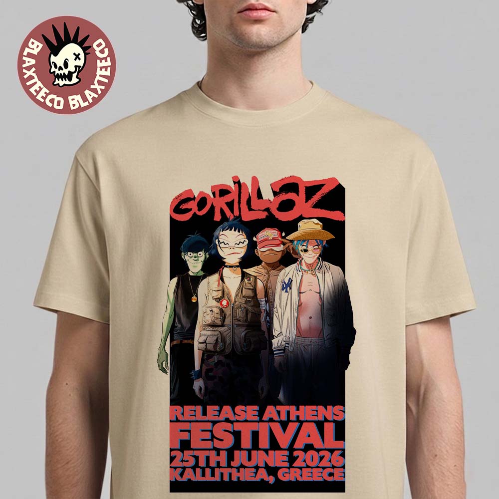 Gorillaz Release Athens Festival 2026 Merch Tee In Kallithea Greece On 25 June 2026 T-Shirt