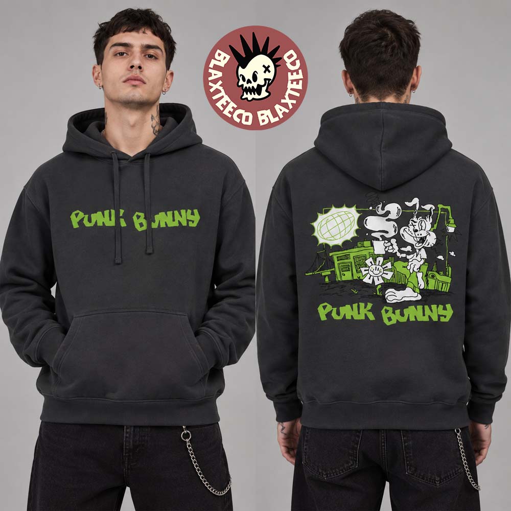 Green Day Punk Bunny Charcoal Hoodie