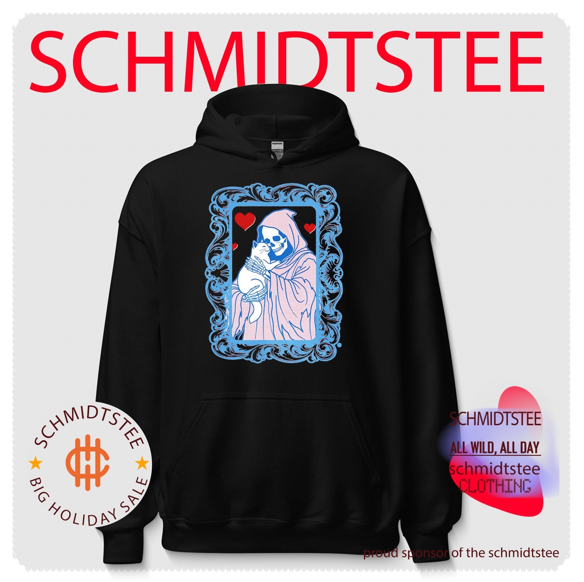 Grim Reaper Holding a White Cat Death Skeleton shirt