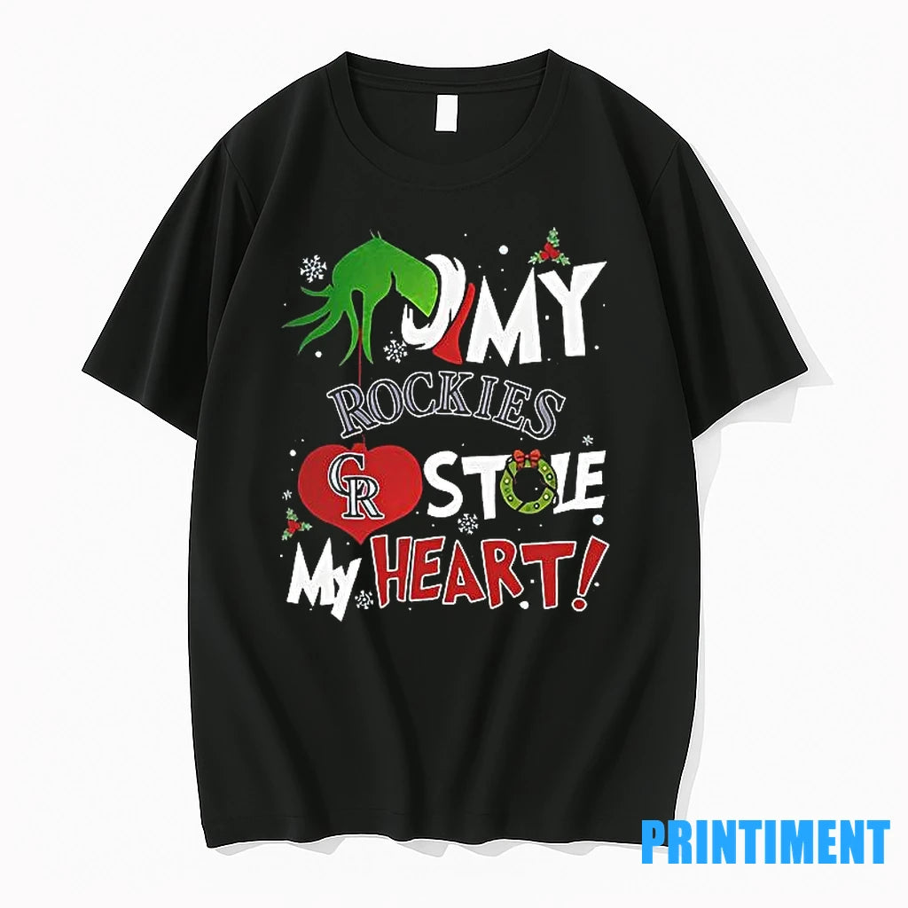 Grinch Hand My Colorado Rockies Stole My Heart Christmas Tshirts Sweater
