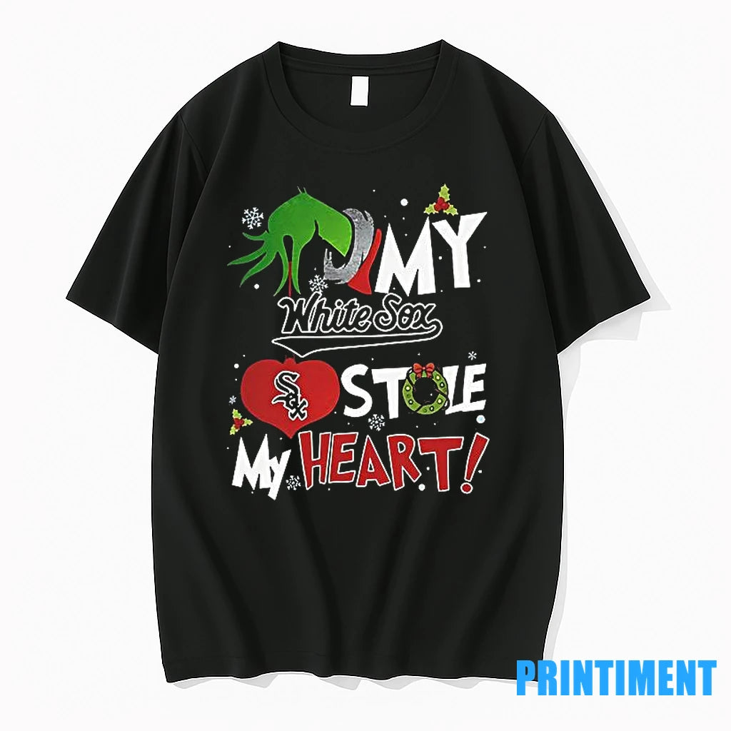 Grinch Hand My Chicago White Sox Stole My Heart Christmas Tshirts Sweater