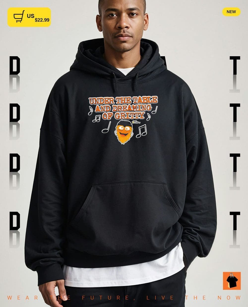 Gritty Philadelphia Flyers Hockey mascot under the table and dreaming of Gritty shirt