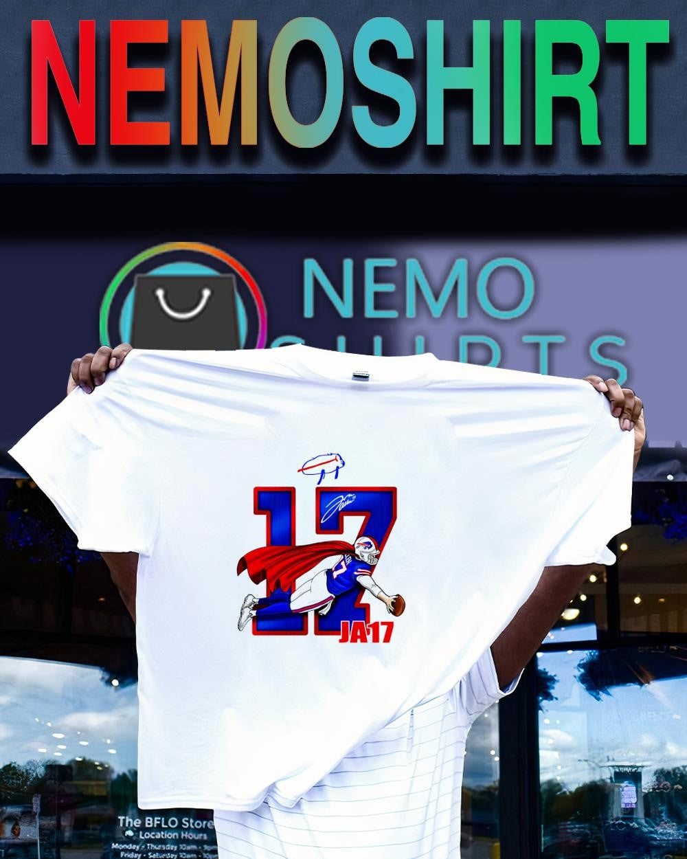 Josh Allen JA17 Buffalo Bills number 17 signature shirt