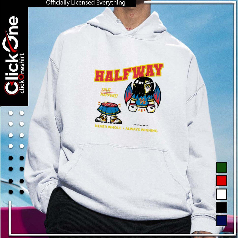 Halfway Split Happens Never Whole Always Winning 1 2 Cartoon Split Character Bat Wings shirt
