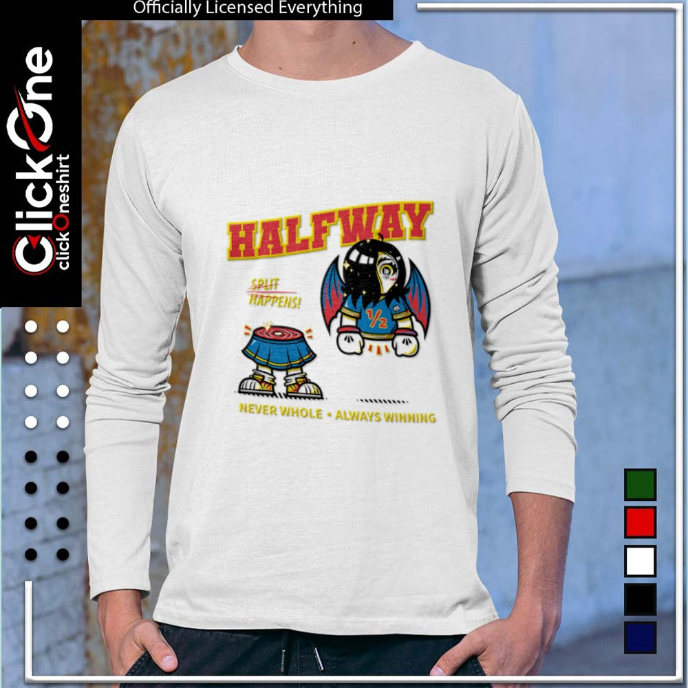 Halfway Split Happens Never Whole Always Winning 1 2 Cartoon Split Character Bat Wings shirt