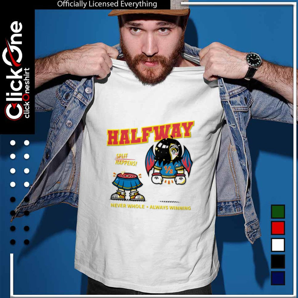 Halfway Split Happens Never Whole Always Winning 1 2 Cartoon Split Character Bat Wings shirt