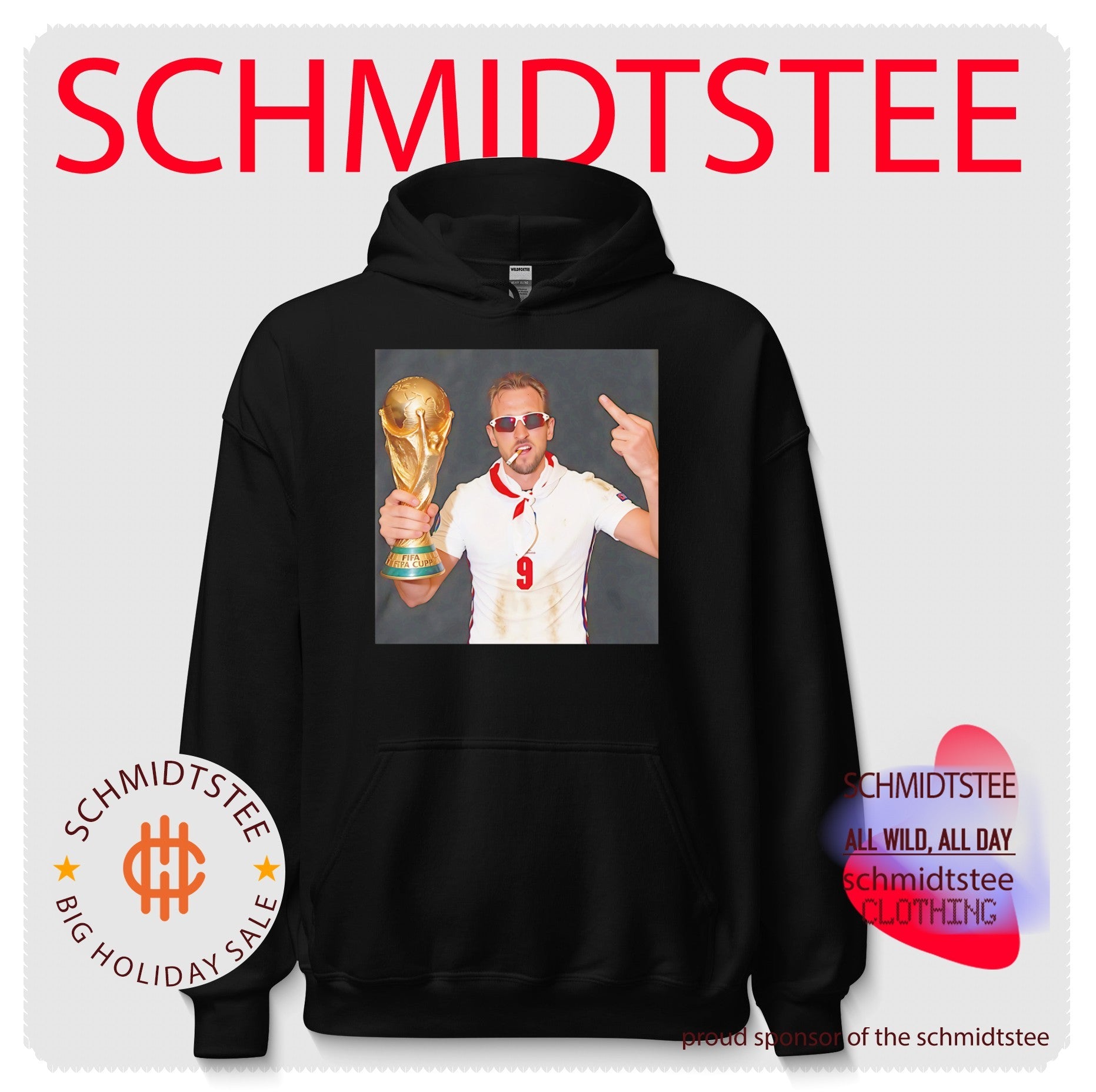 Harry Kane 2026 World Cup holding trophy middle finger shirt