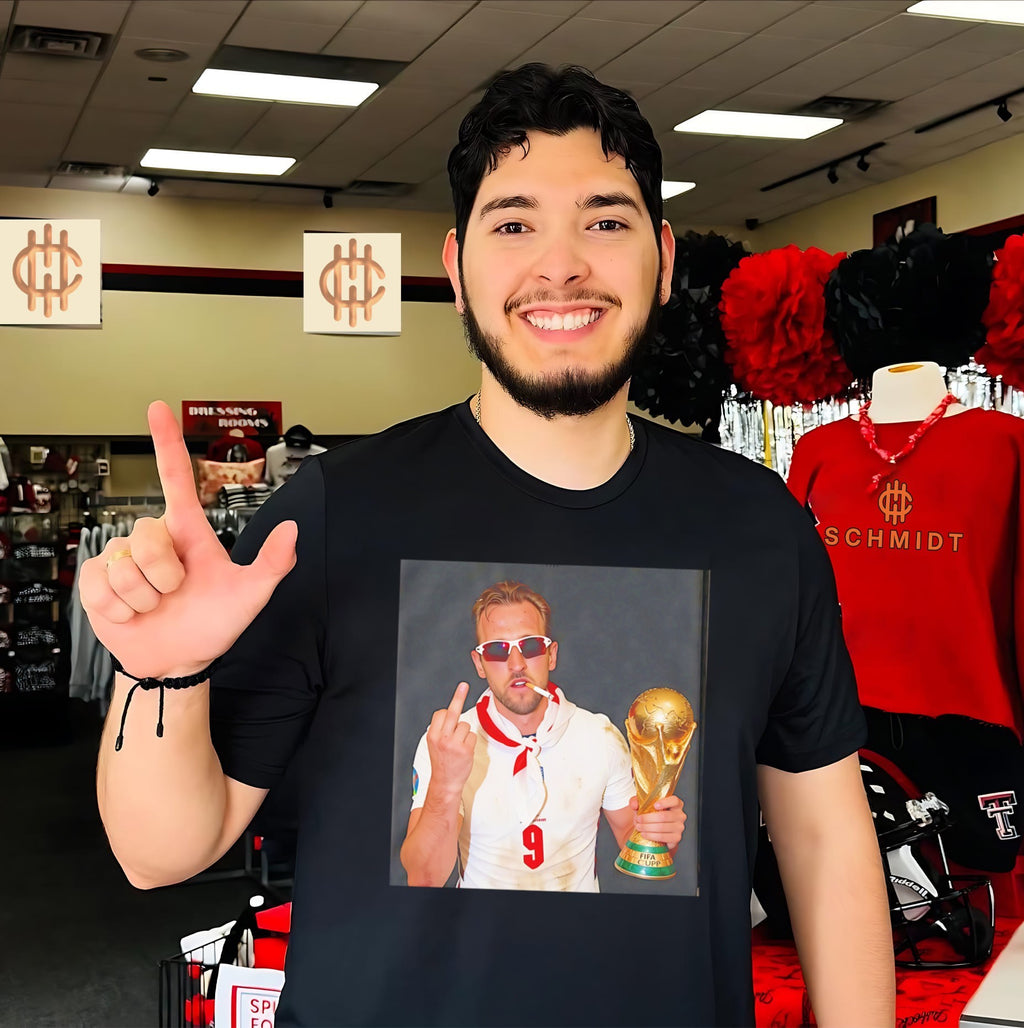 Harry Kane smoking middle finger 2026 World Cup shirt