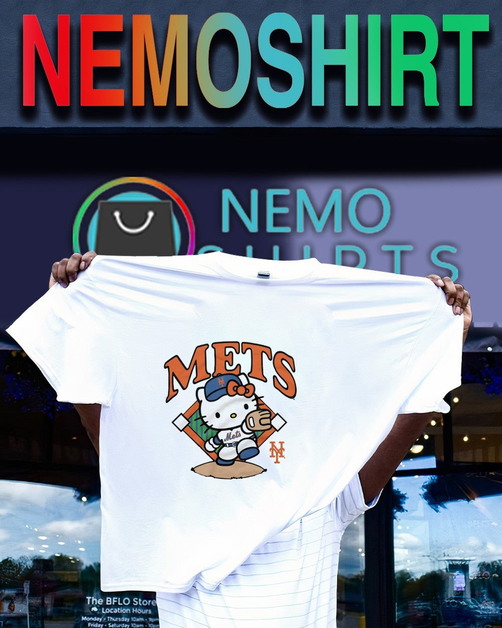 Hello Kitty wearing New York Mets jersey baseball shirt