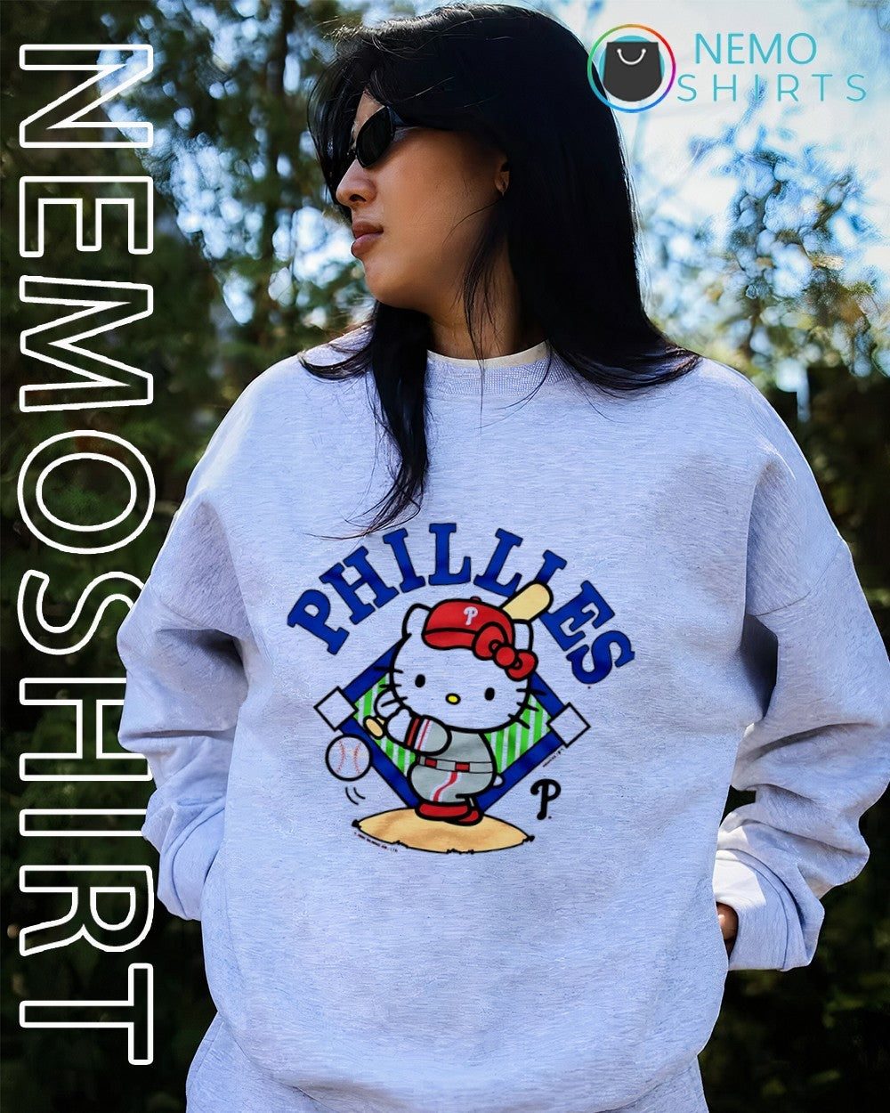 Hello Kitty wearing Philadelphia Phillies jersey baseball shirt