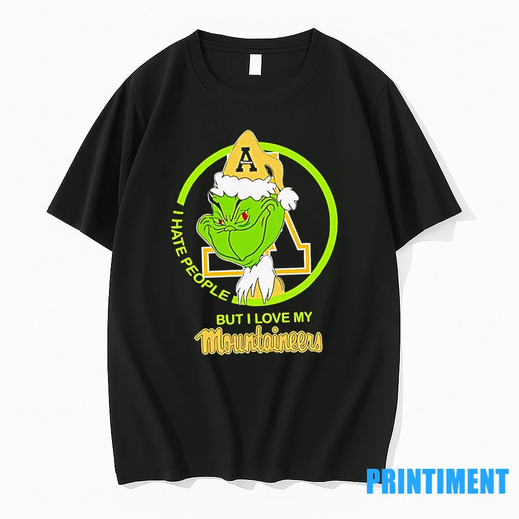 I Hate People But I Love My Appalachian State Mountaineer Grinch With Santa Hat Football