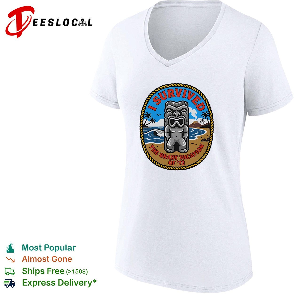 I survived the Brady vacation of 72 tiki shirt