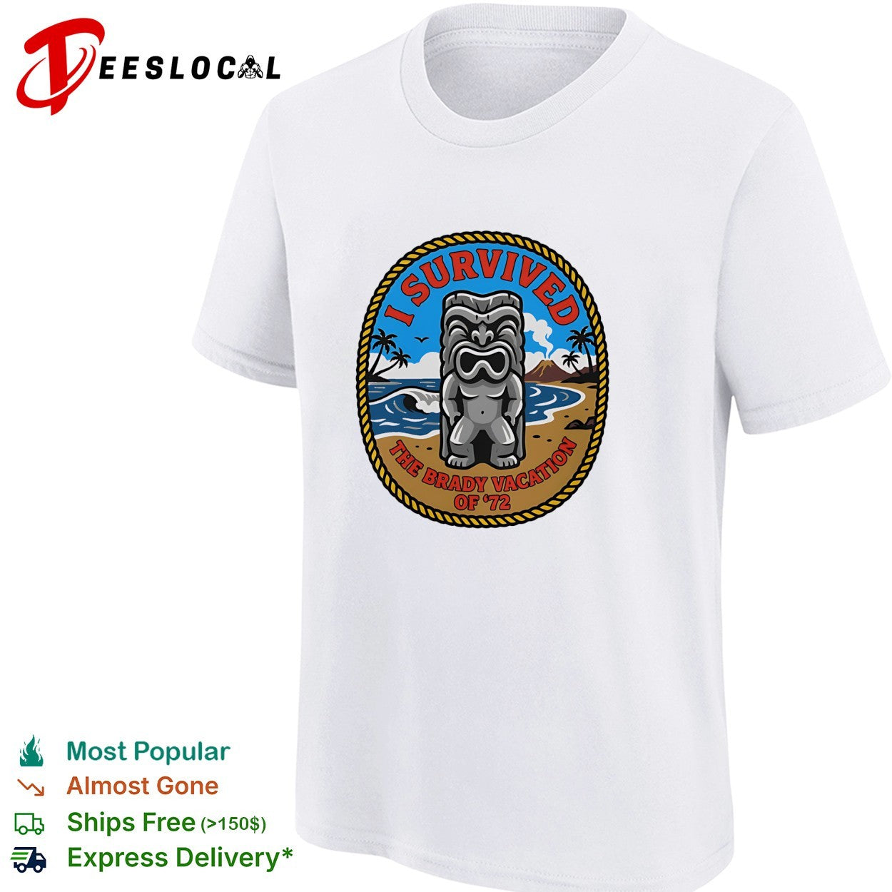 I survived the Brady vacation of 72 tiki shirt