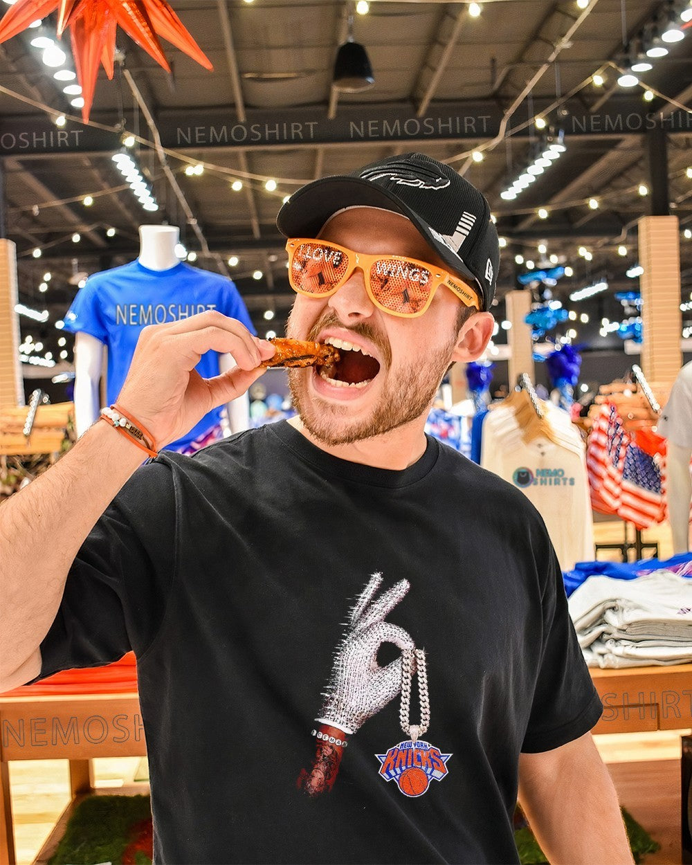 Iceman diamond glove and chain New York Knicks shirt