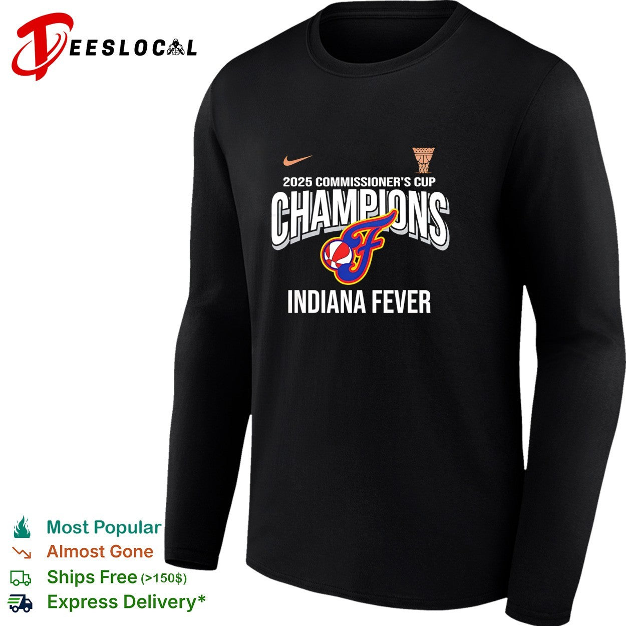 Indiana Fever 2025 Commissioner’s Cup champions shirt