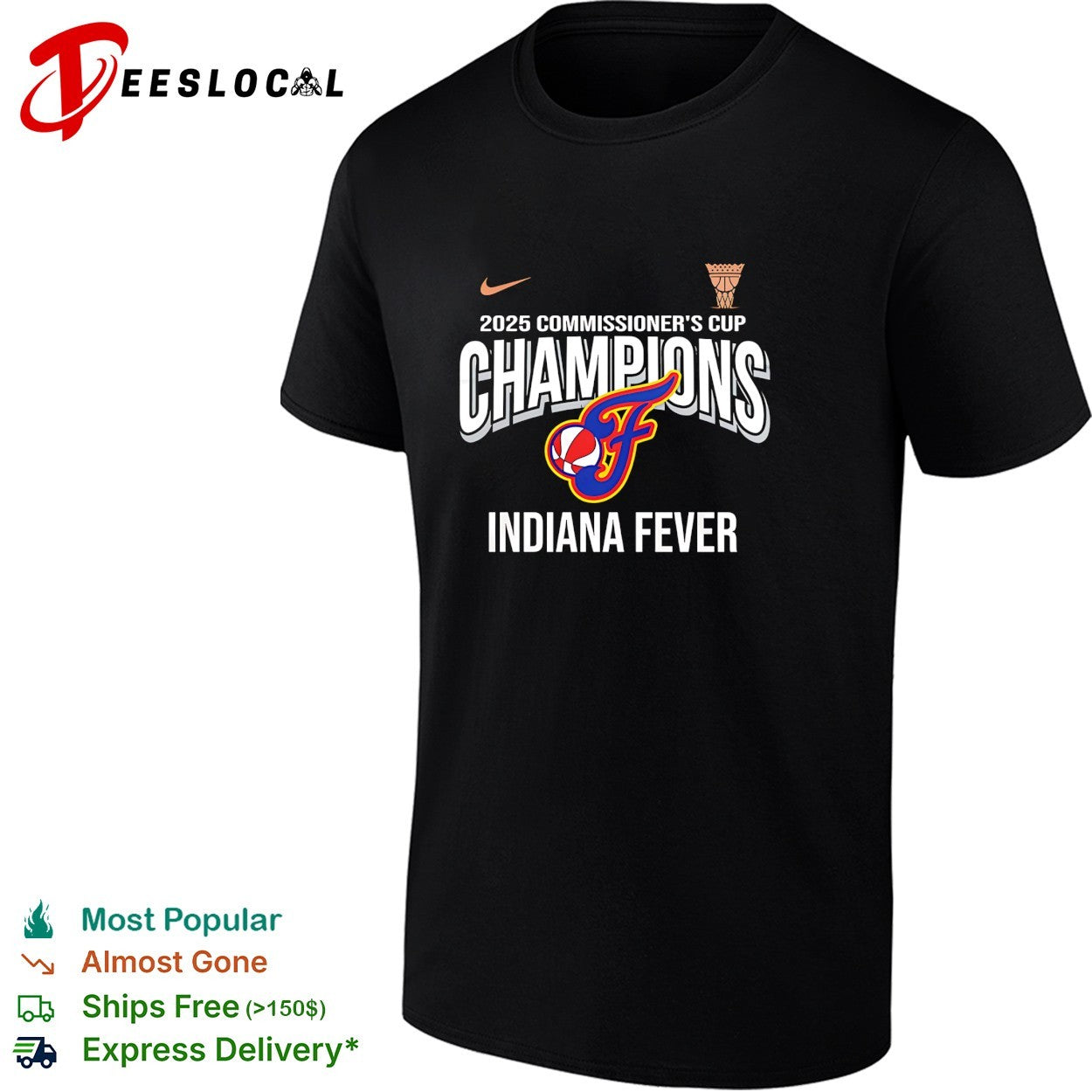 Indiana Fever 2025 Commissioner’s Cup champions shirt