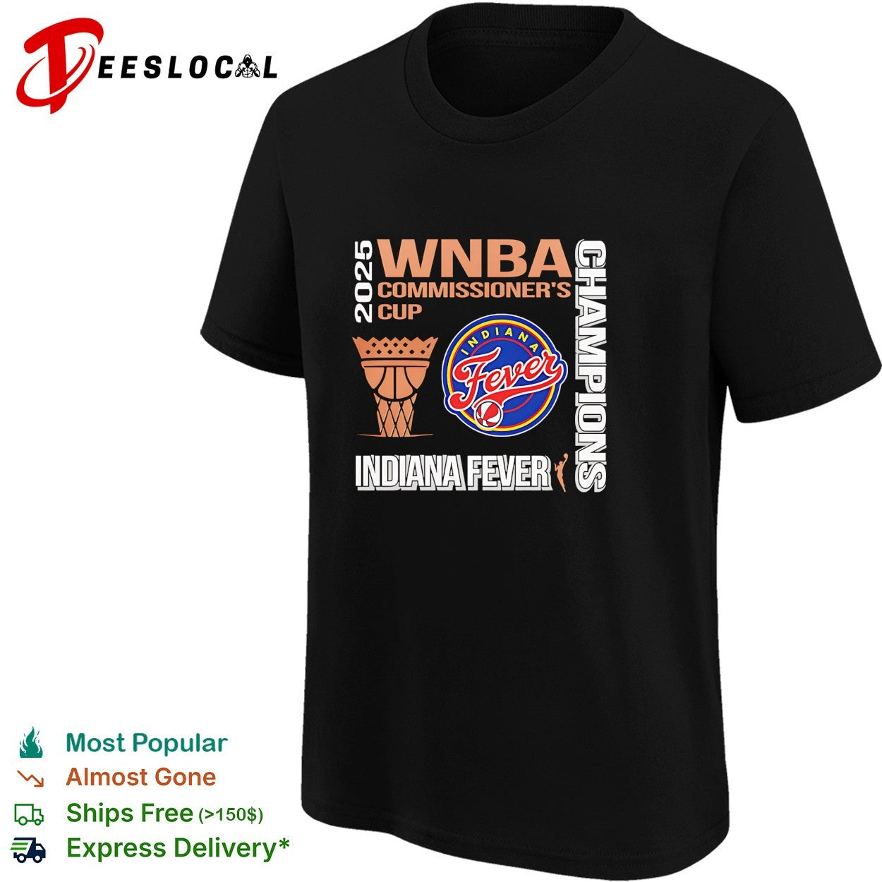 Indiana Fever 2025 WNBA Commissioner’s Cup champions hoop shirt