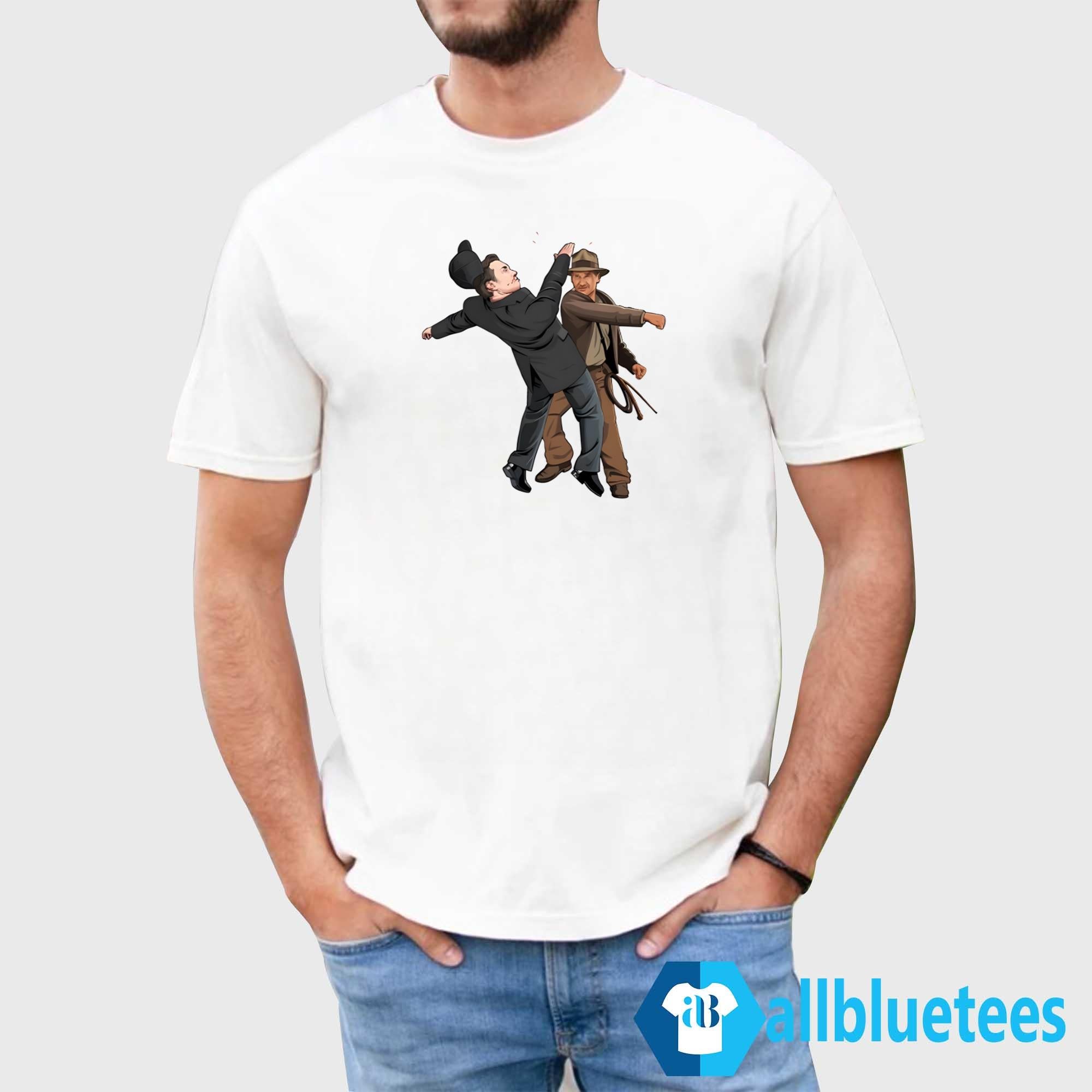 Indiana Jones Punching Elon Musk While He’s Giving His Salute Shirt
