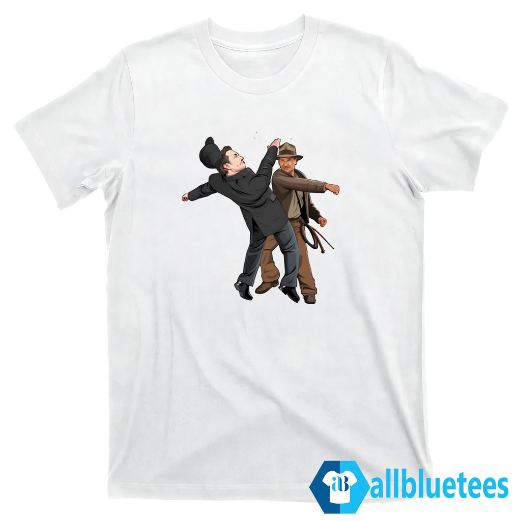 Indiana Jones Punching Elon Musk While He’s Giving His Salute Shirt