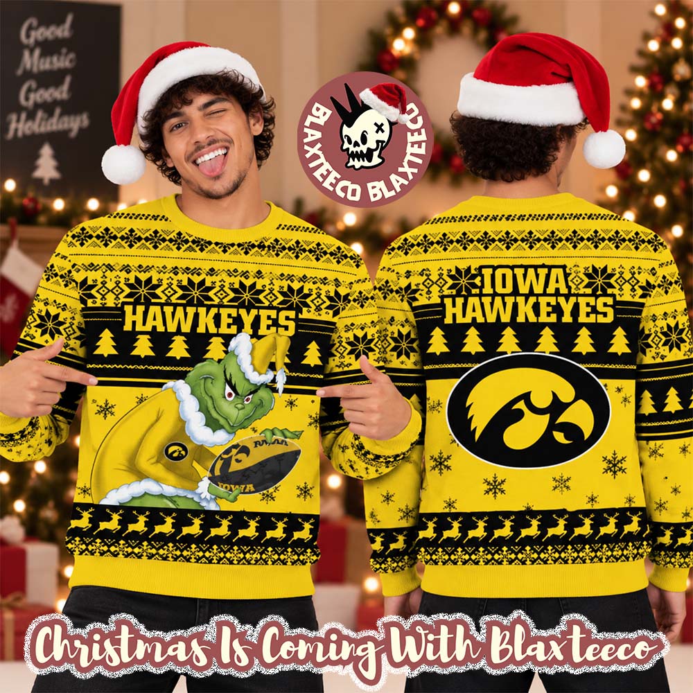 Iowa Hawkeyes NCAA Grinch Stole The Ball Festive 2026 Christmas Ugly Sweater