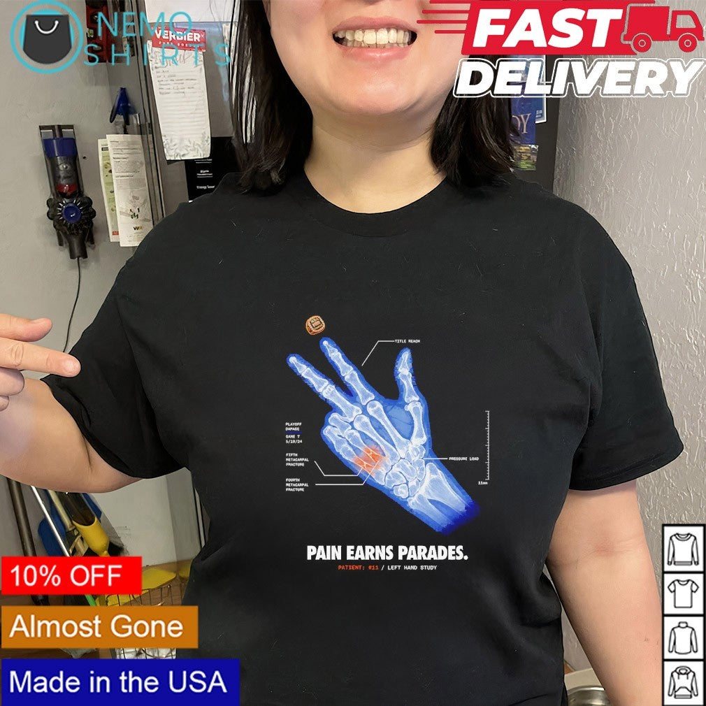 Jalen Brunson NY Knicks pain earns parades hand X-Ray shirt