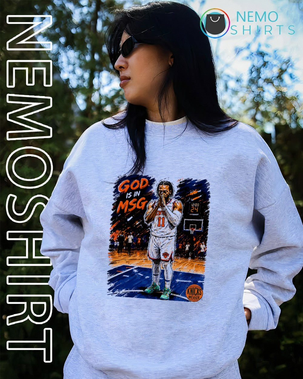 Jalen Brunson New York Knicks God is in MSG graphic shirt