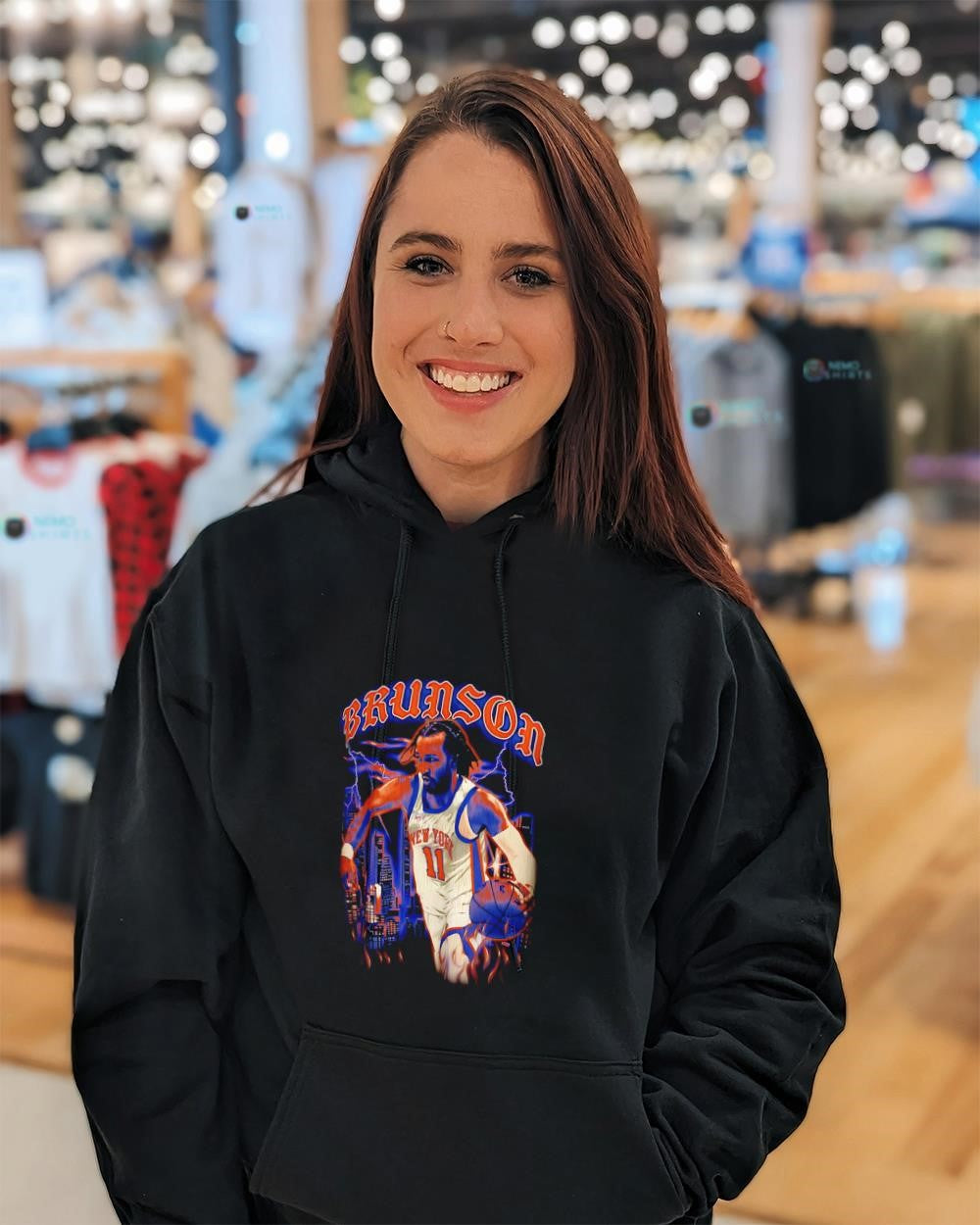 Jalen Brunson New York Knicks city skyline graphic player shirt
