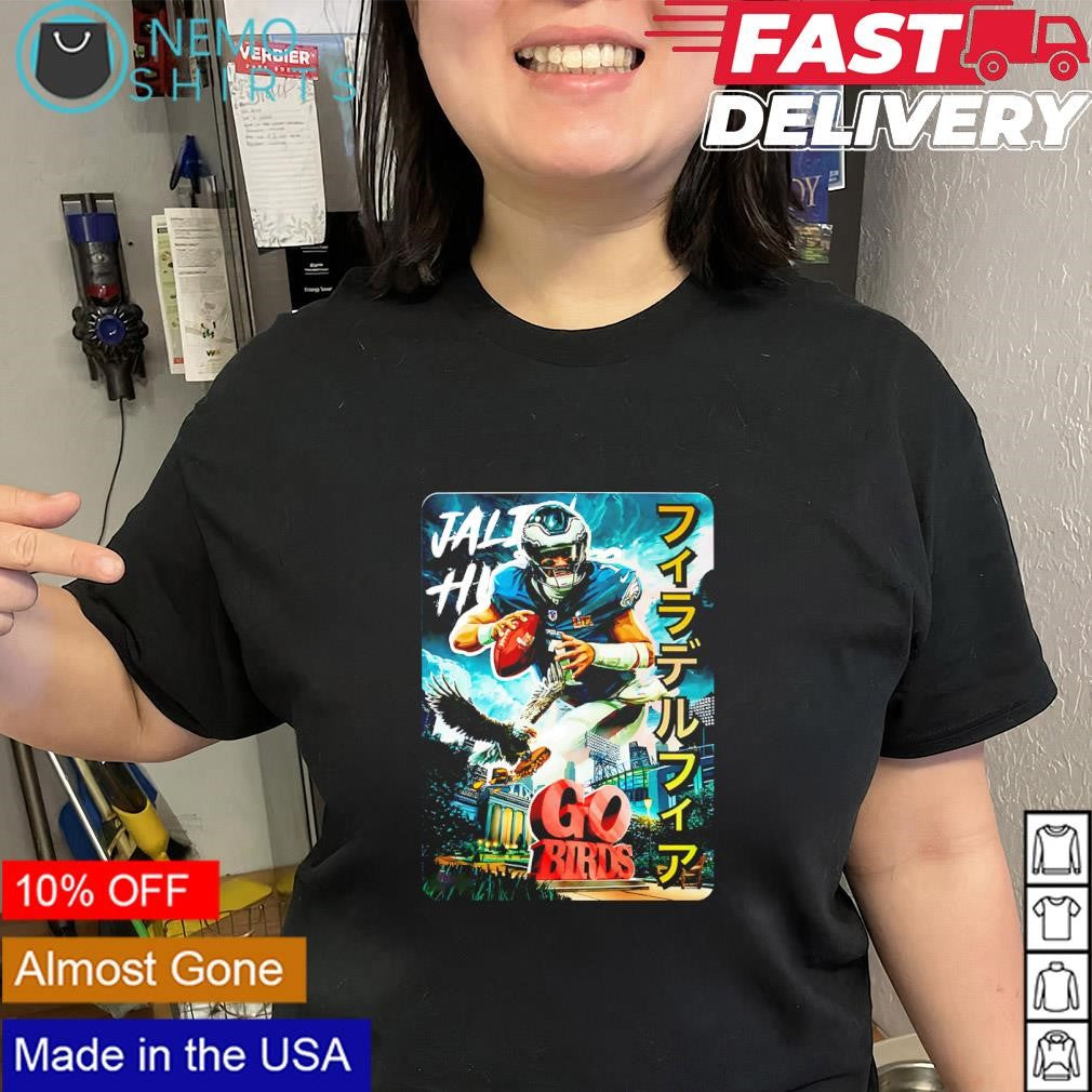Jalen Hurts Philadelphia Eagles Kaiju go birds card shirt