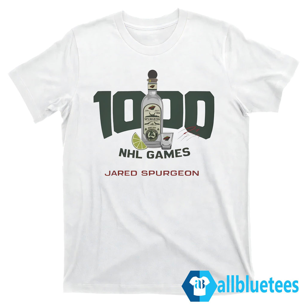 Jared Spurgeon 1000 Games Shirt