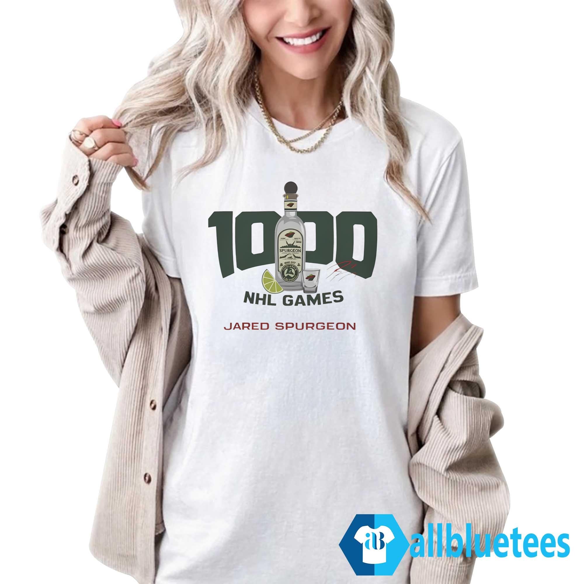 Jared Spurgeon 1000 Games Shirt