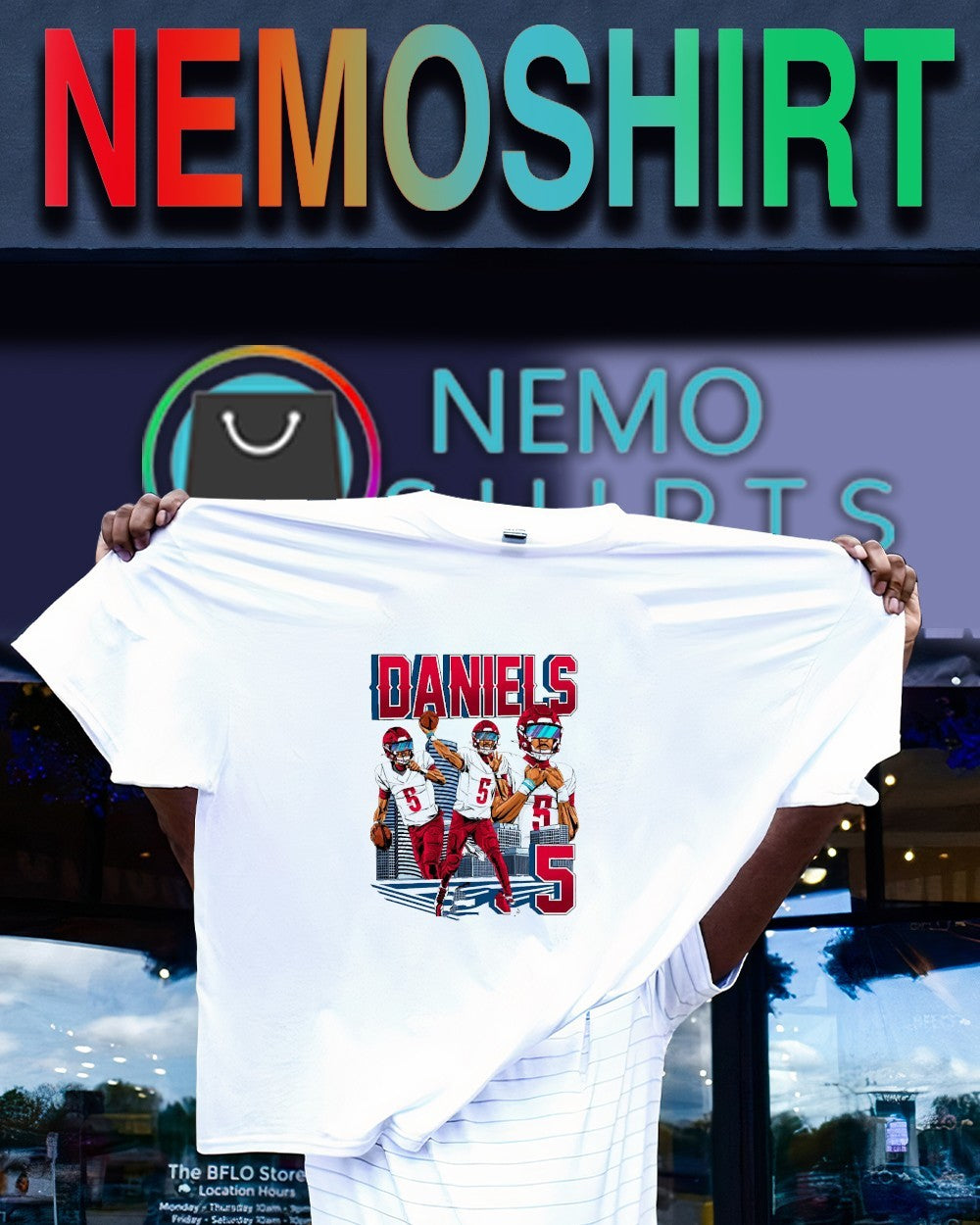 Jayden Daniels Washington Commanders player city building shirt