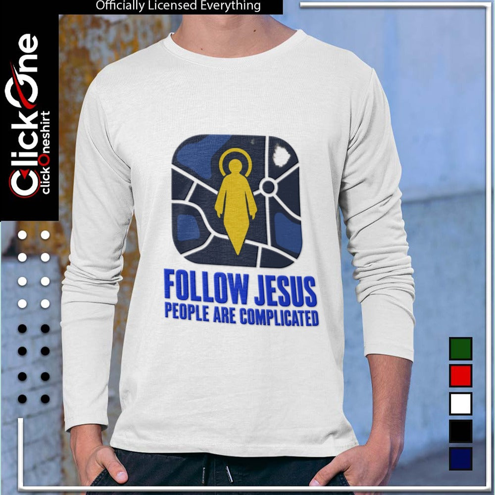 Jesus Follow People are Complicated Map Navigation Religious Christian Faith shirt