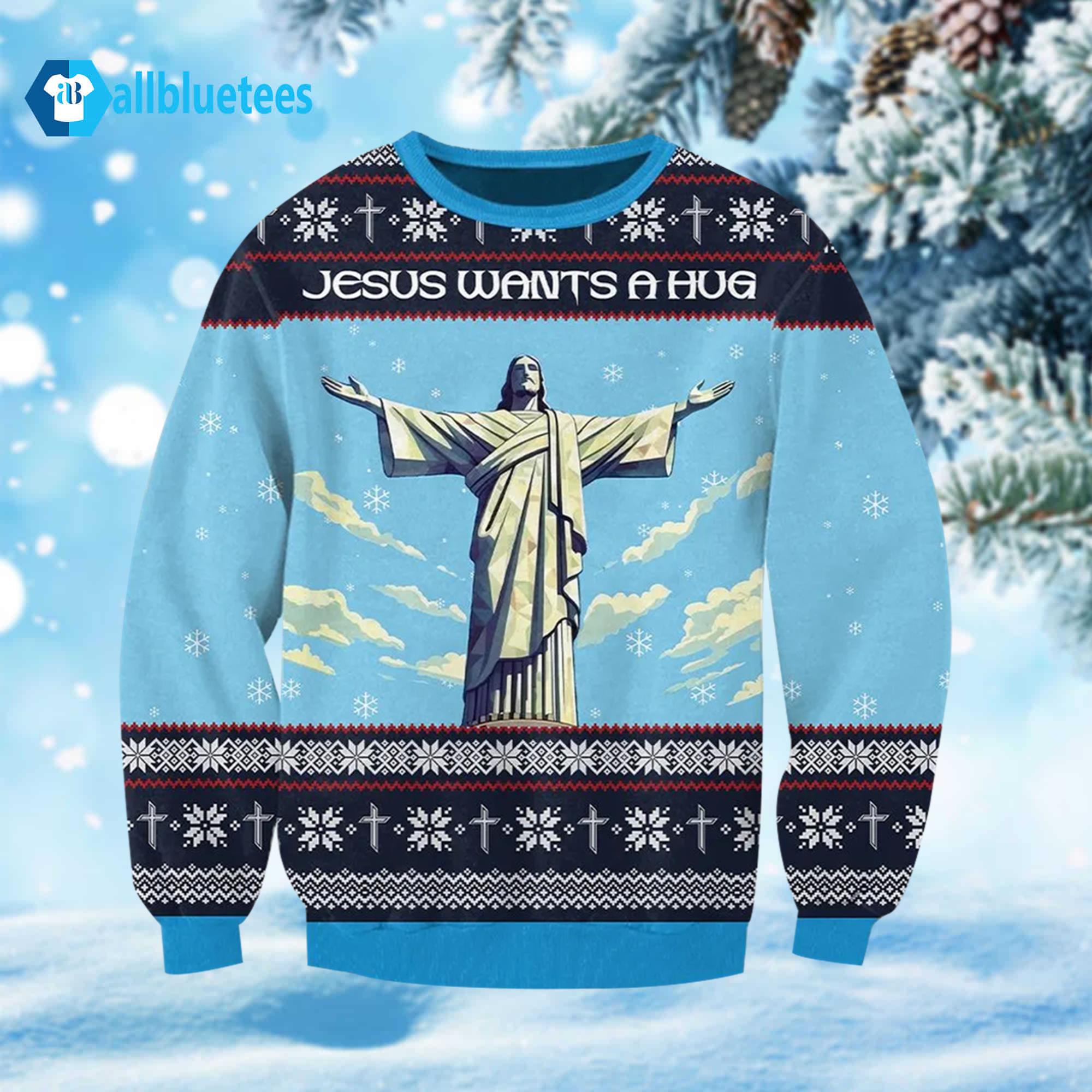 Jesus Wants A Hug Ugly Christmas Sweater