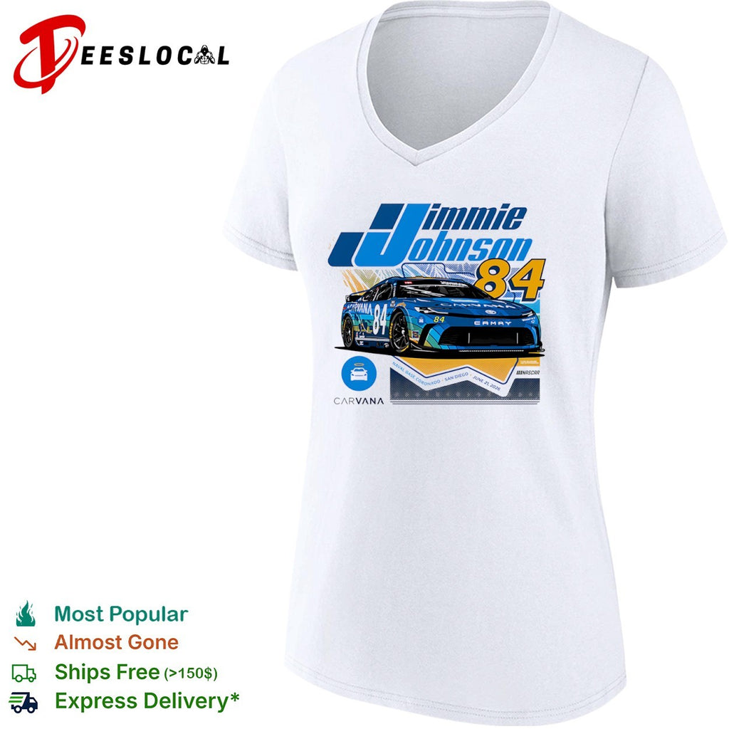 Jimmie Johnson Legacy Motor Club Naval Base Coronado San Diego race car 84 Carvana June 21 2026 NASCAR shirt
