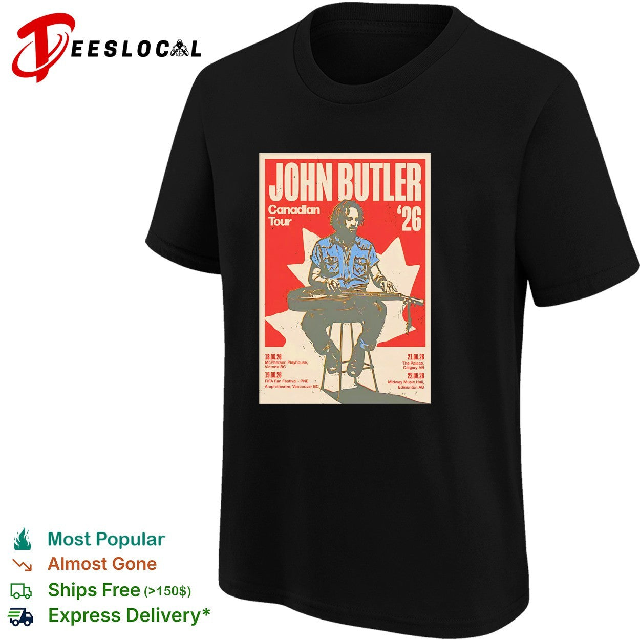 John Butler Canadian tour 26 shirt