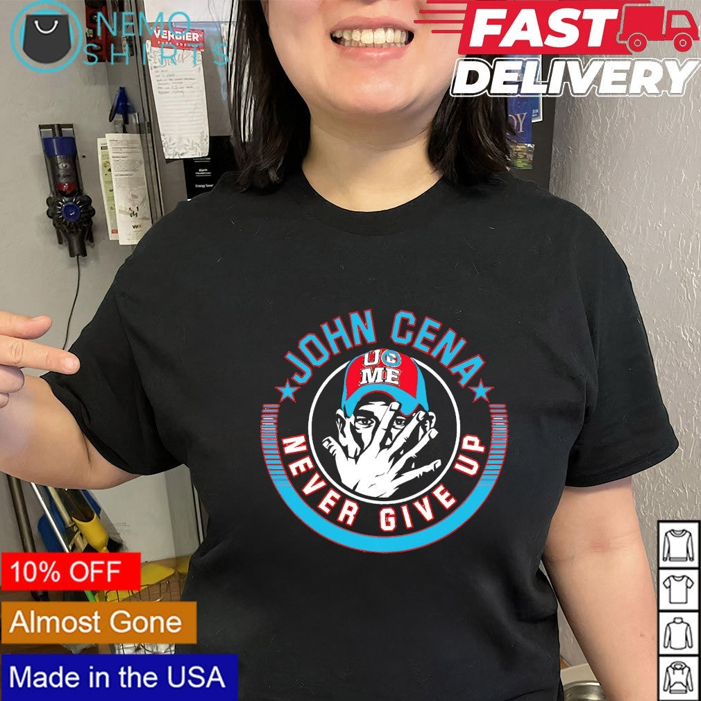 John Cena WWE never give up logo shirt