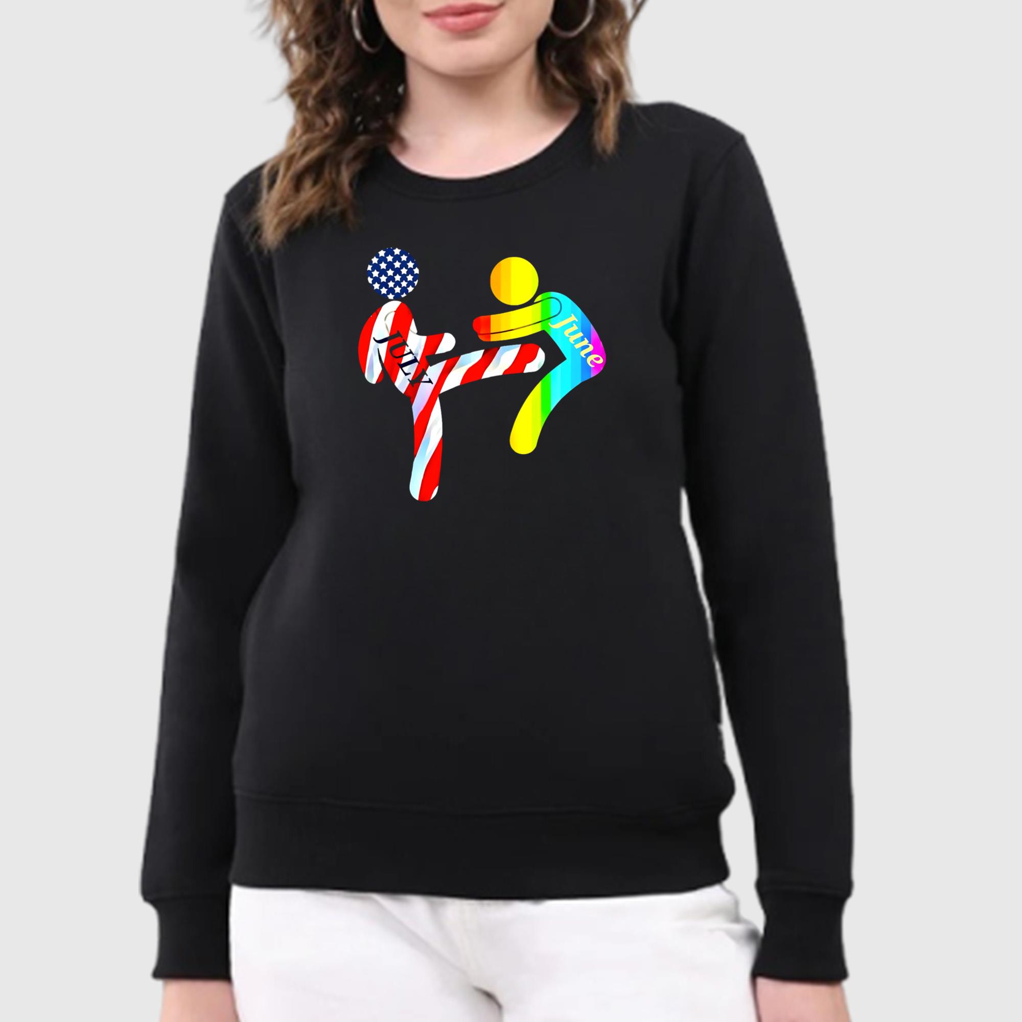 July Independence Kick June Pride Month Shirt