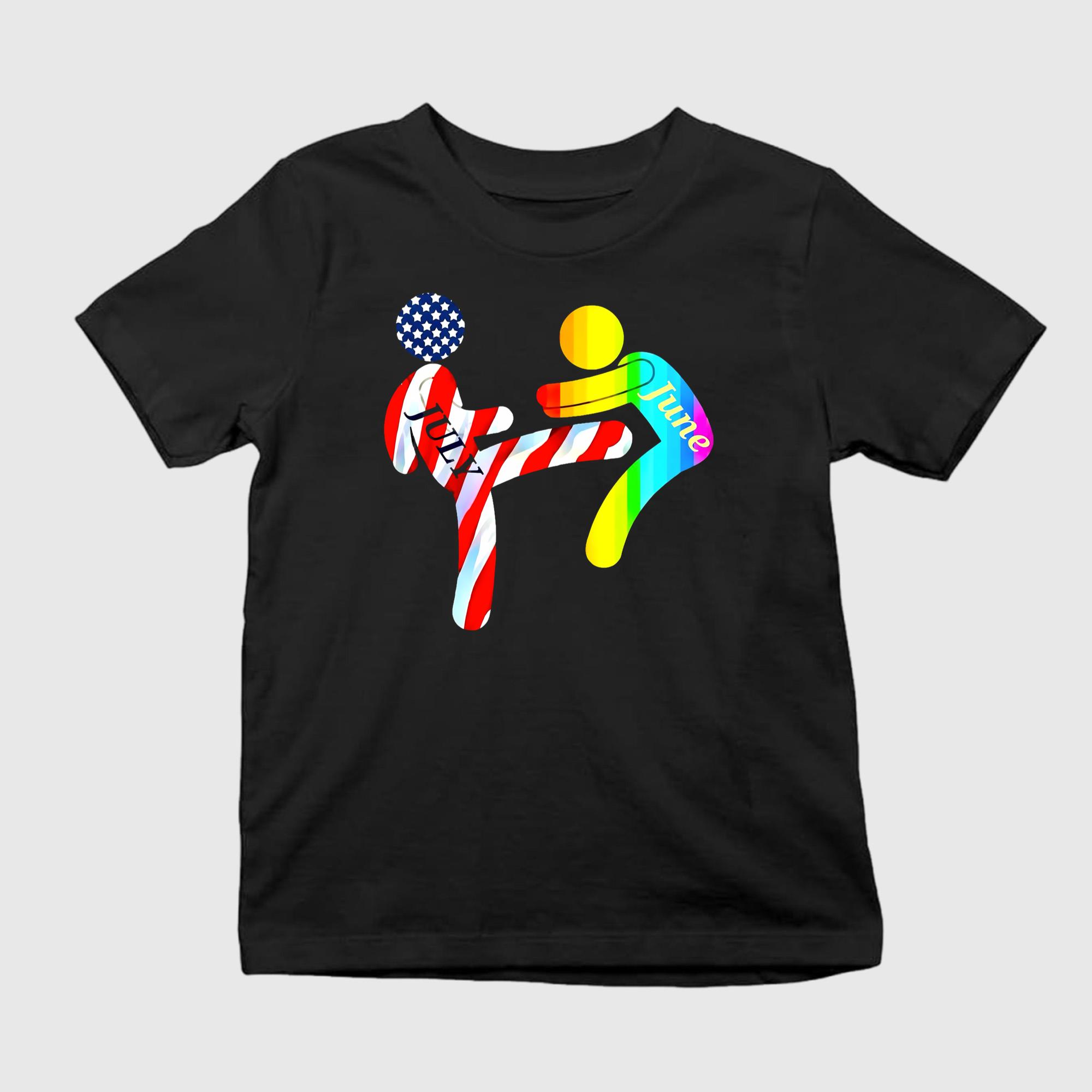 July Independence Kick June Pride Month Shirt