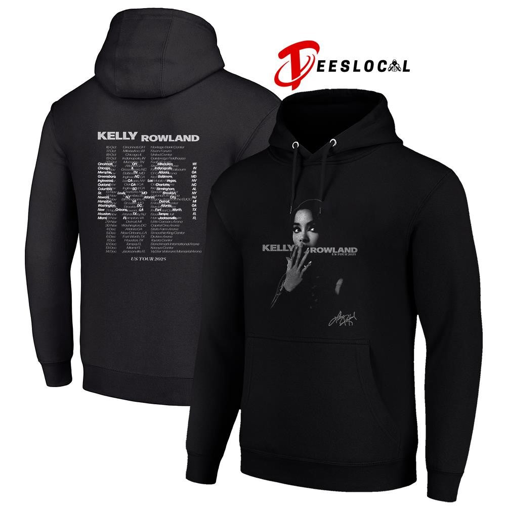 Kelly Rowland US Tour black and white photo tour dates signature portrait shirt